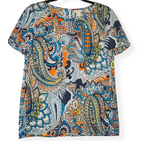 J. Crew Factory Jules Moonglow Gallery Paisley Top - Picture 1 of 8